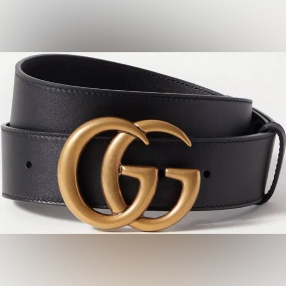 Gucci Marmont wide belt black and gold